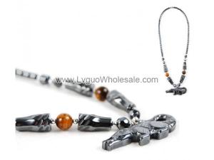 Colored Semi precious Stone Hematite Alligator Pendant Chain Choker Fashion Necklace